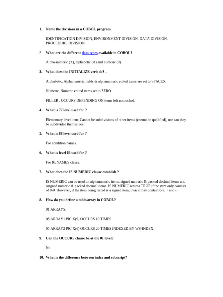 COBOL Q_A | PDF | Software Engineering | Computer Architecture