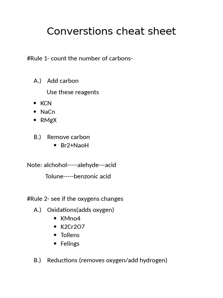Converstions Cheat Sheet | PDF
