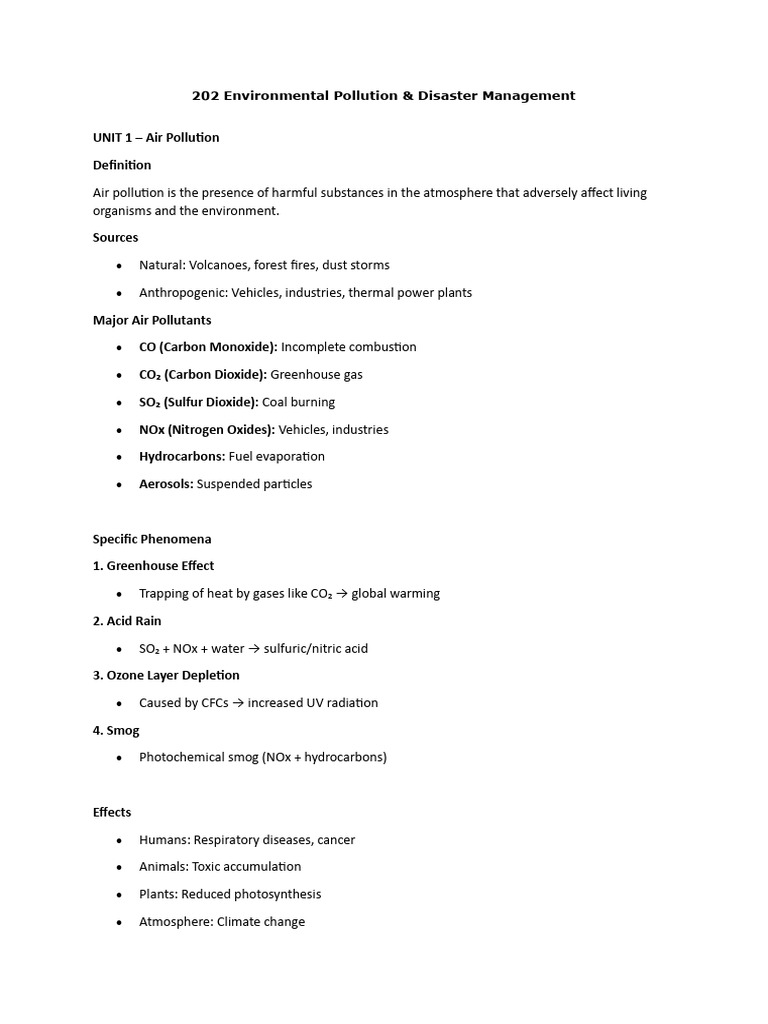 202 Environmental Pollution_Notes | PDF | Air Pollution | Waste