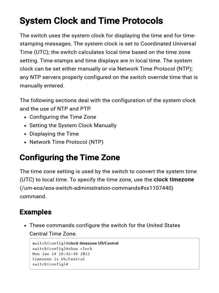 6- System Clock and Time Protocols-arista | PDF | Network Switch | I Pv6