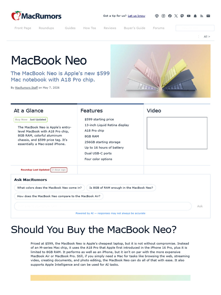 Macbook Neo | PDF | Apple Inc. | Laptop