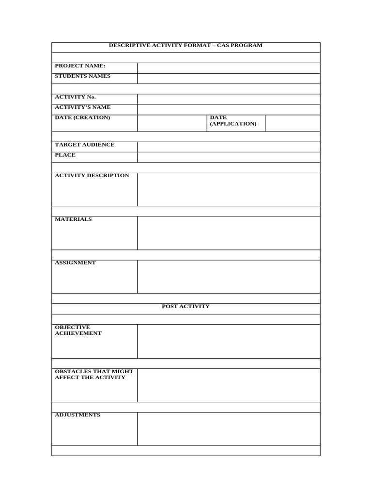 Ss Activity Format Cas Program | PDF