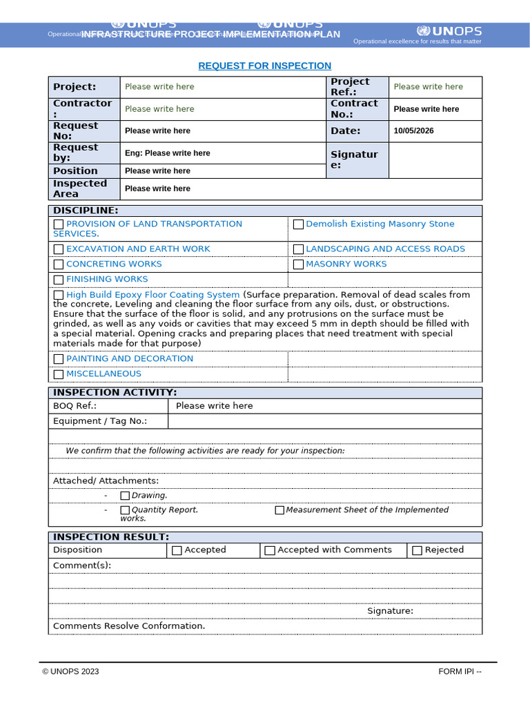 06 Request for Inspection | PDF | Materials | Building Materials