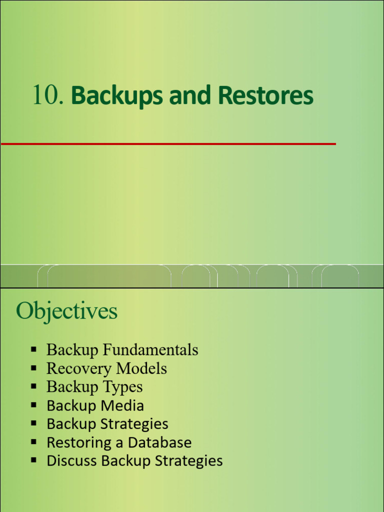 Backups and Restores | PDF | Backup | Databases