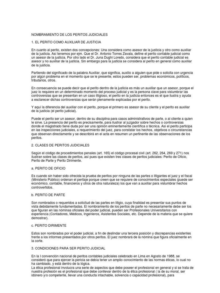 Nombramiento de Peritos Judiciales | PDF | Testigo experto | Contador