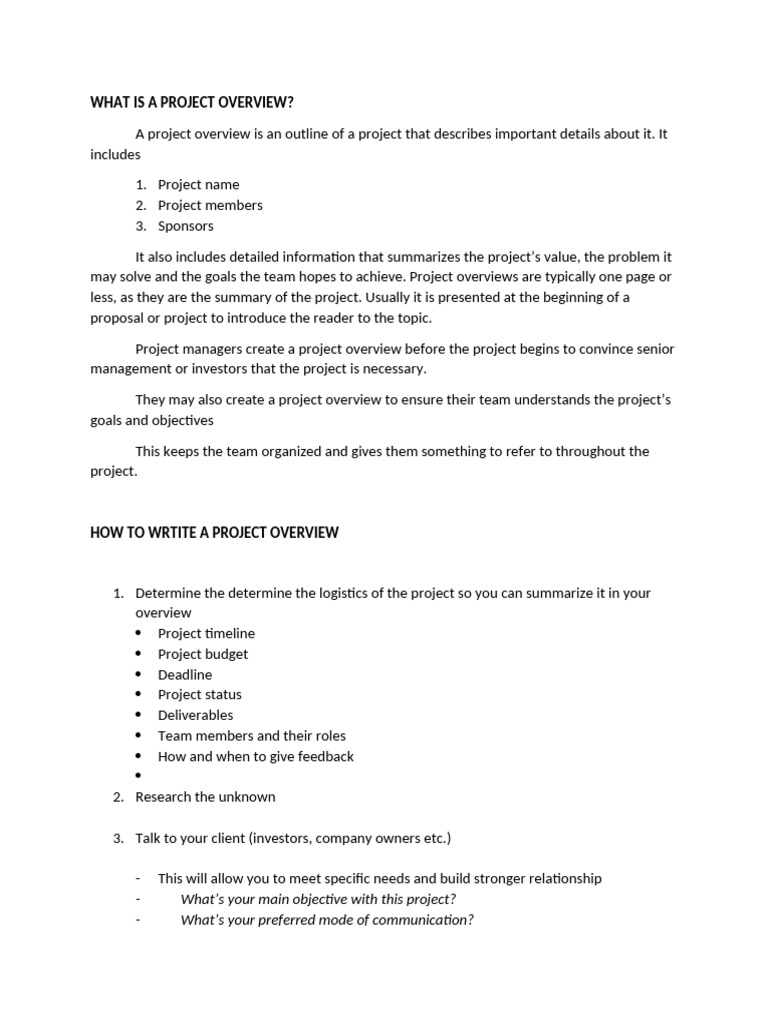 Writing a Project Overview | PDF | Human Communication | Communication