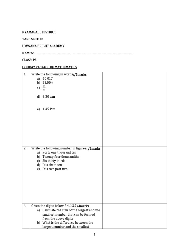Hollyday Package P5 Mathematics | PDF | Area | Elementary Geometry