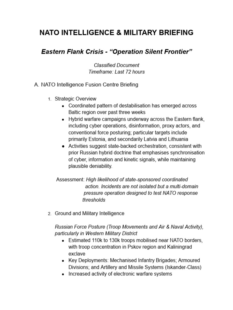 Intelligence Briefing | PDF | Nato | Deterrence Theory