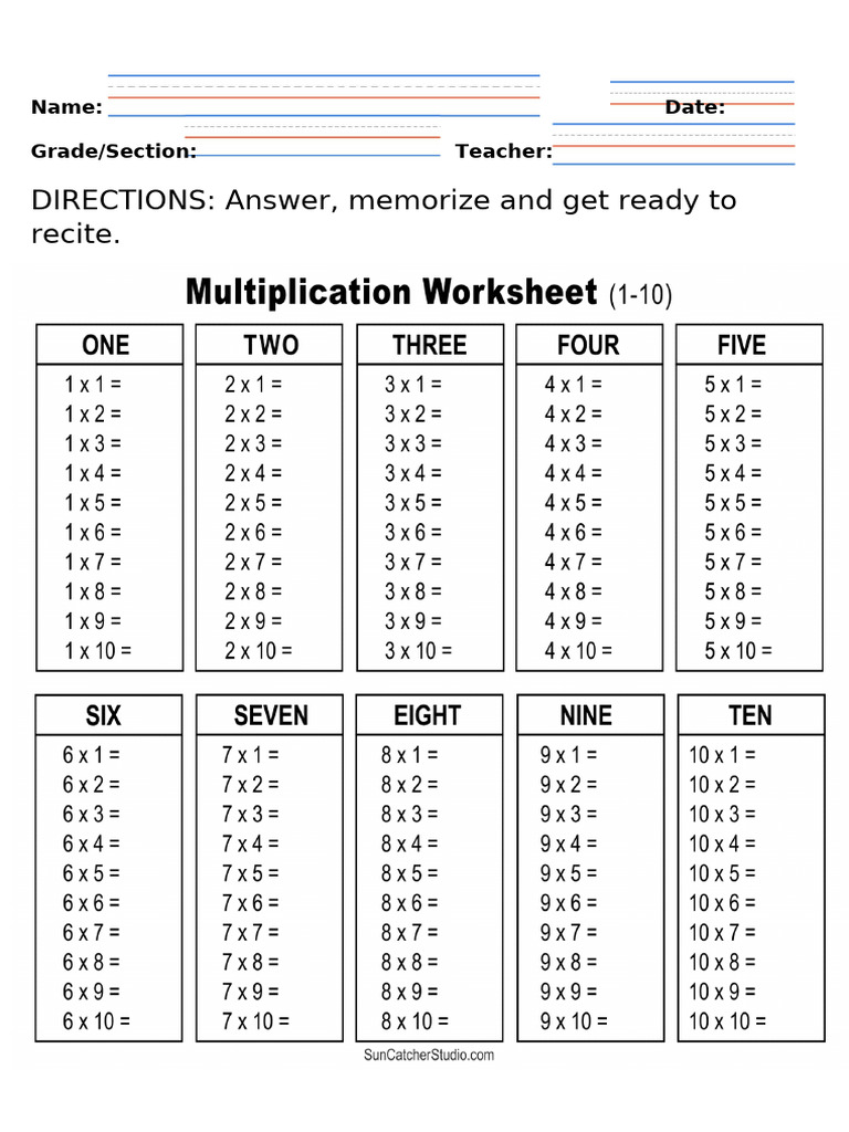 Multiplication Worksheet | PDF