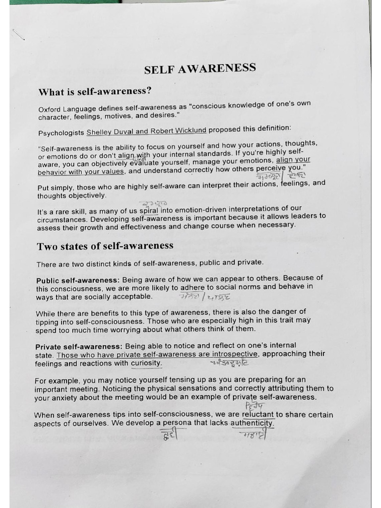Self Awareness | PDF