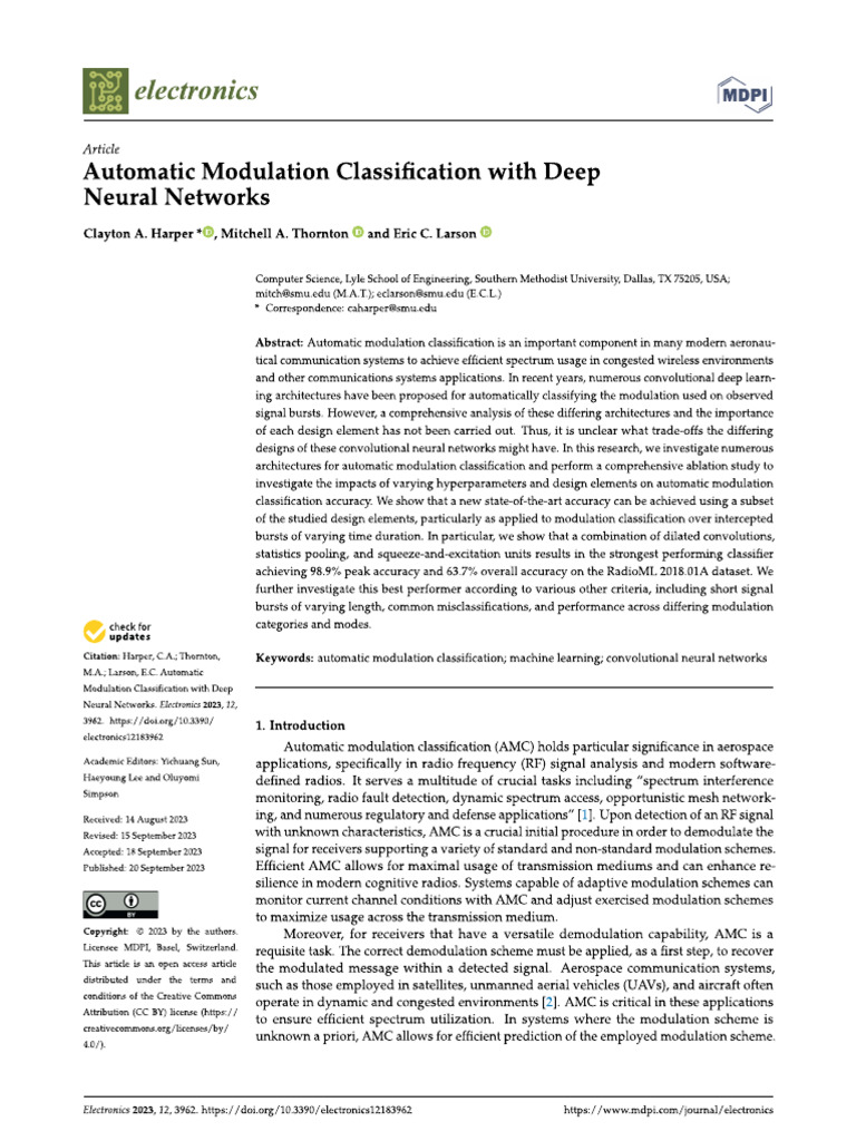 Automatic Modulation Classification With Deep | PDF