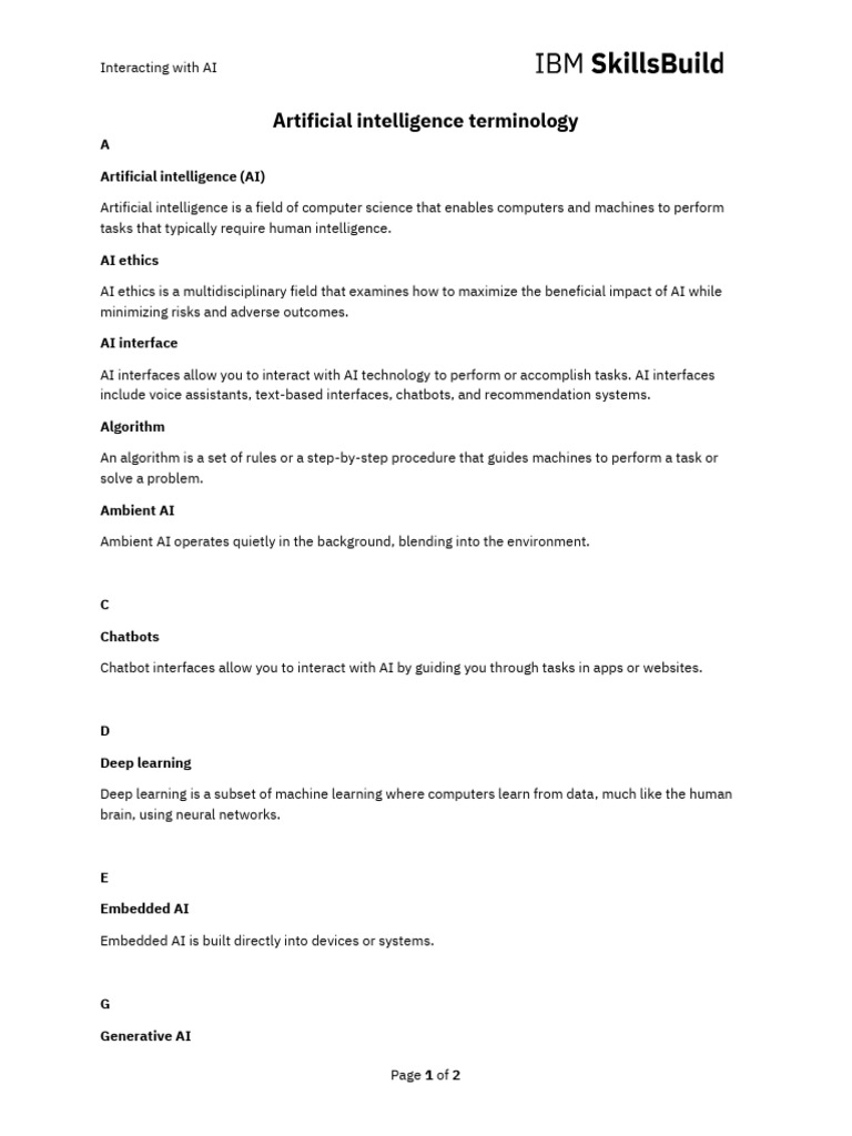 Glossary - Interacting With AI | PDF