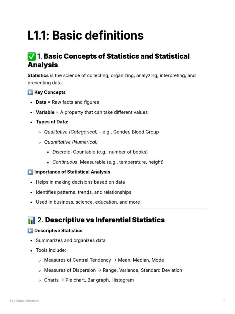 L1.1 Basic Definitions | PDF | Statistics | Quantitative Research