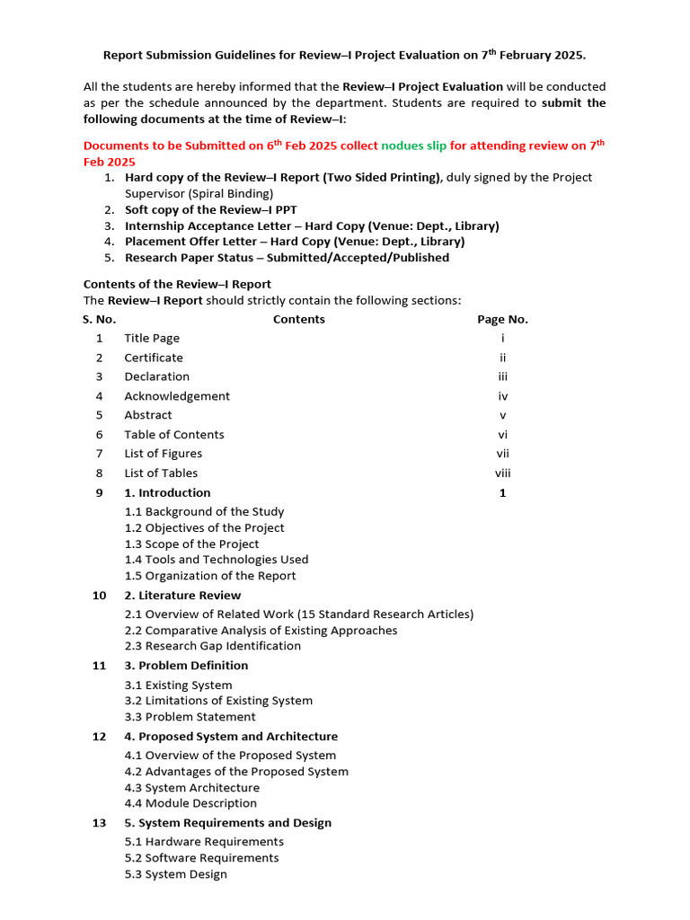 project review submission guidelines | PDF | Computing
