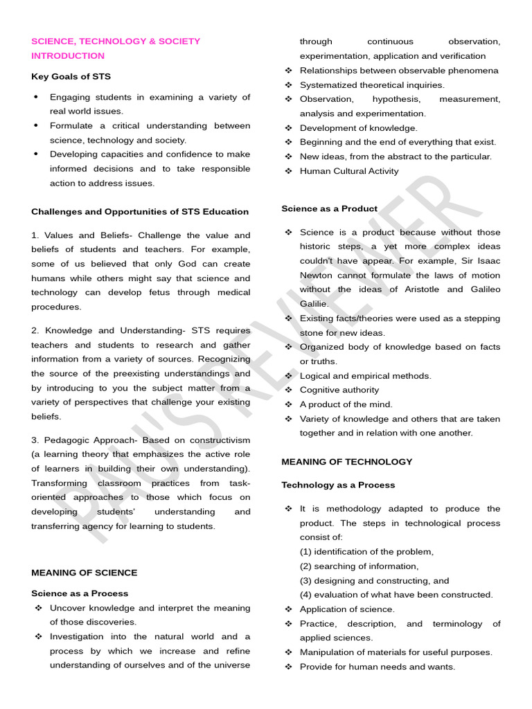 STS Introduction Reviewer | PDF | Science | Knowledge