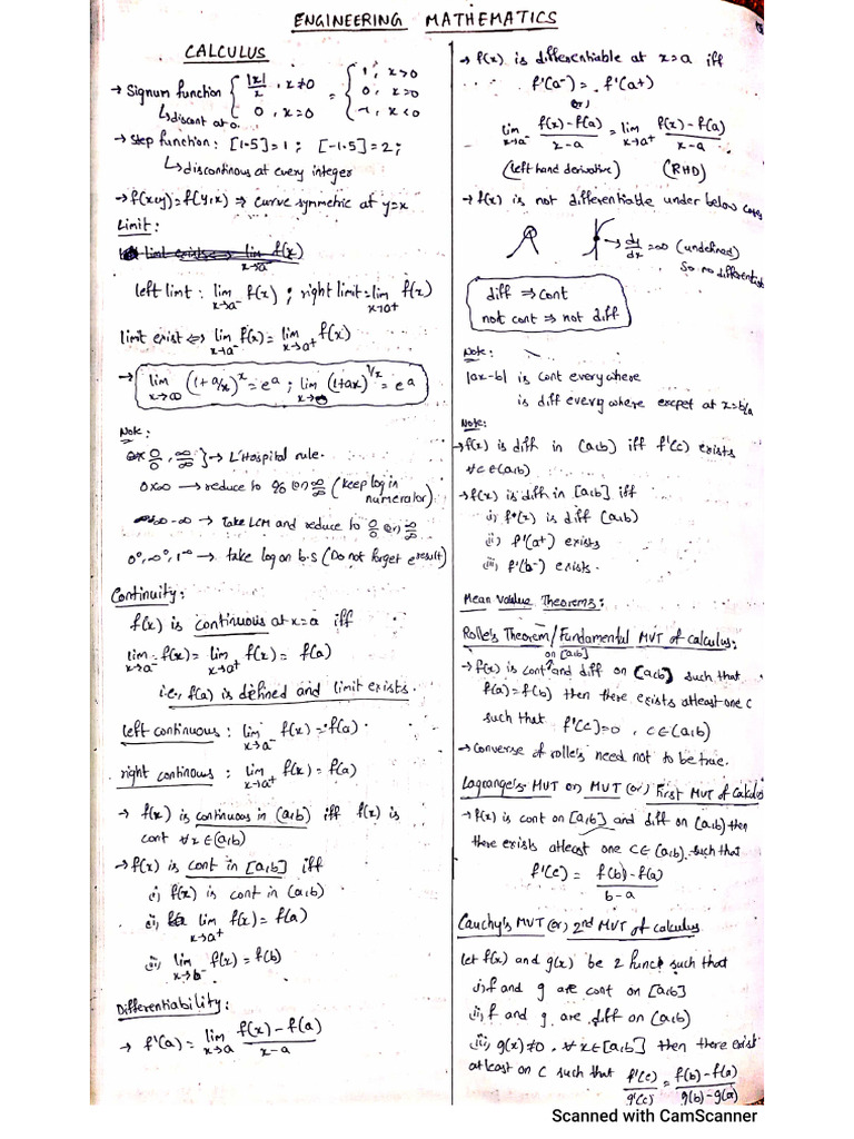 Eng Maths Short Notes | PDF