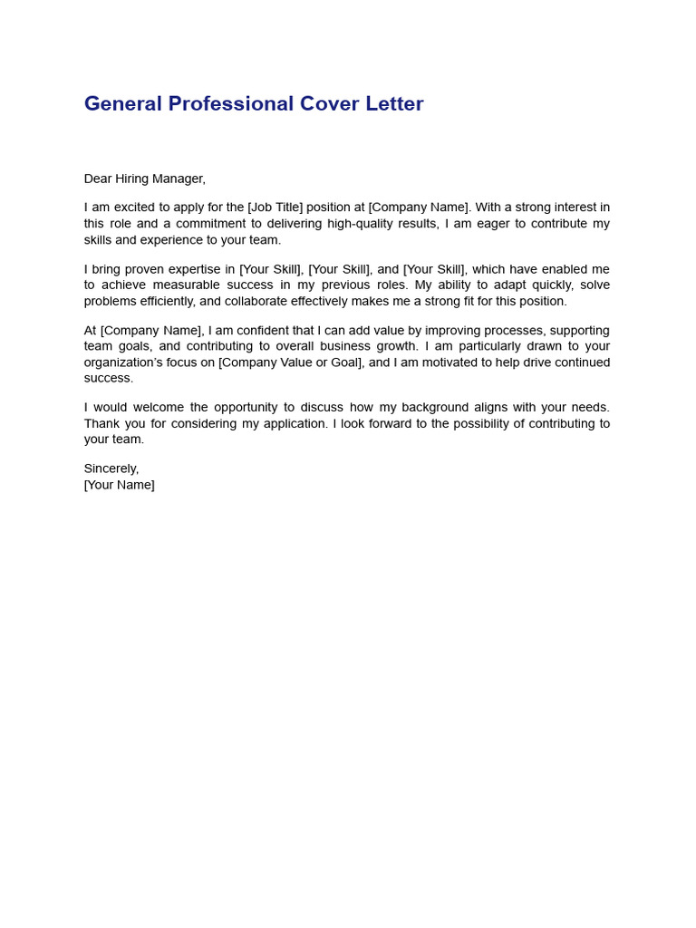 General Professional Cover Letter | PDF