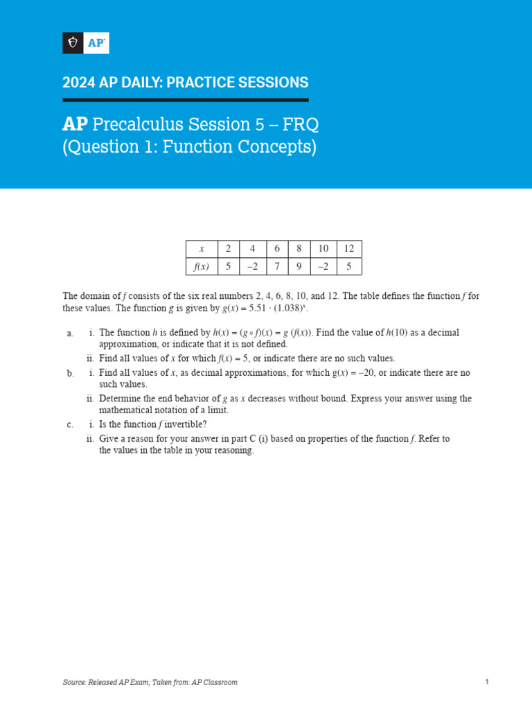 AP Precalculus Session5 Worksheet | PDF