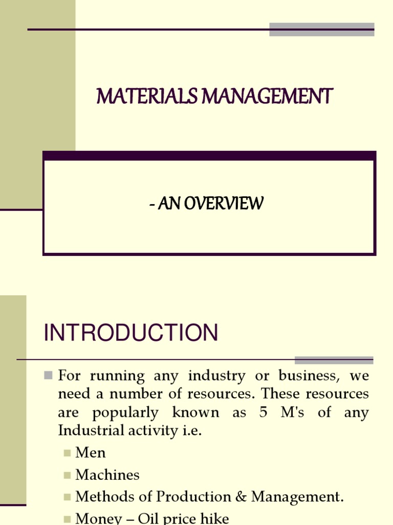 Overview of Materials Management | PDF | Inventory | Profit (Accounting)
