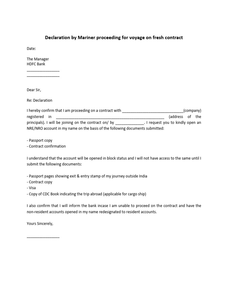 Declaration by Mariner Voyage | PDF