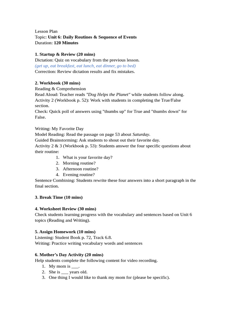 0417 English Program Lesson Flow | PDF