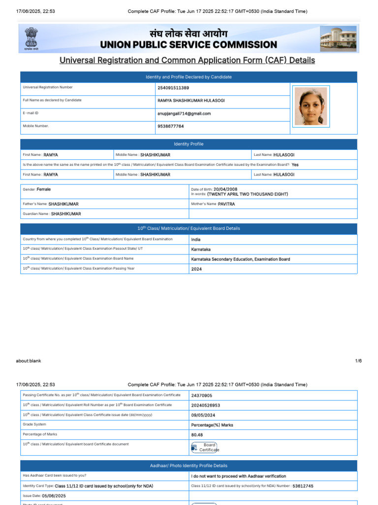 Ramya Nda Application | PDF | Identity Document