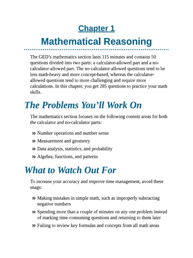 GED Maths Sample Questions Part1 | PDF