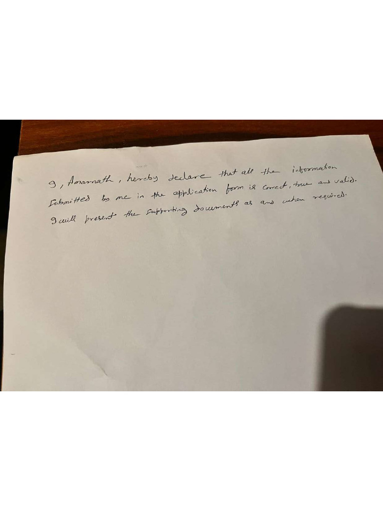 Hand Writtend Declaration | PDF