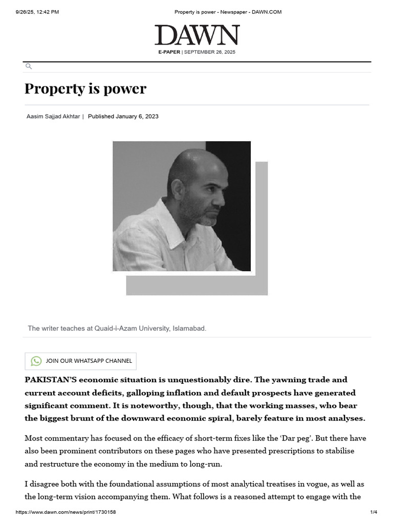 Article - 3 Property is Power - Newspaper - DAWN.com PDF | PDF ...
