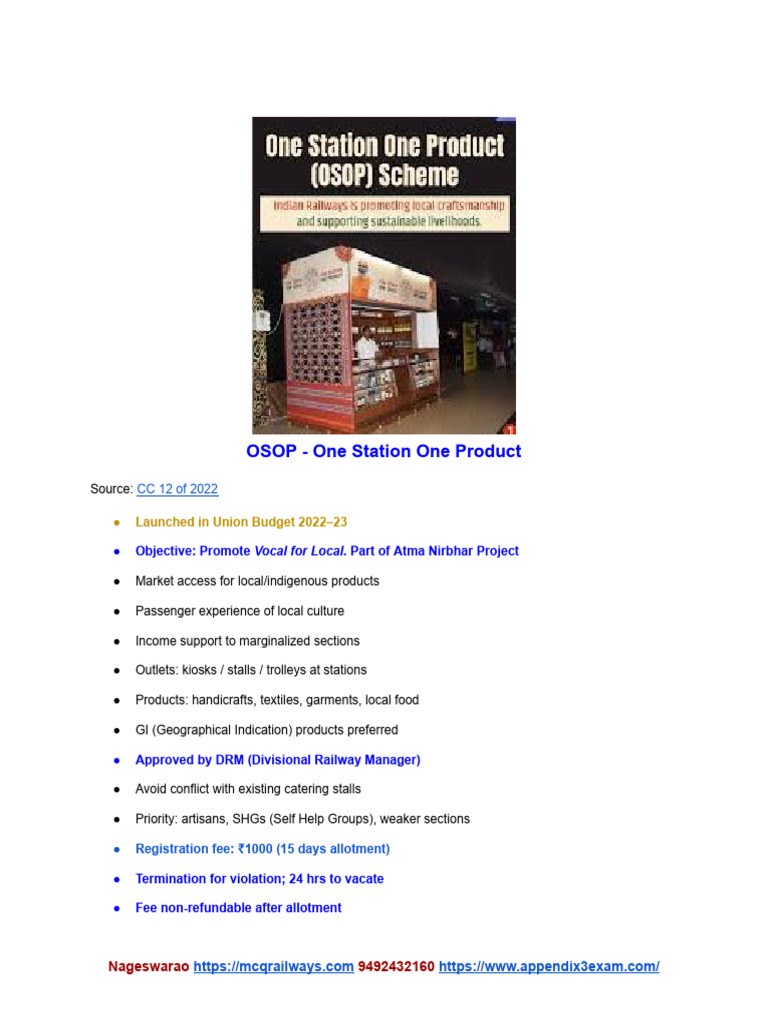 OSOP - One Station One Product | PDF