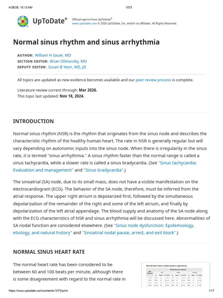 Normal Sinus Rhythm and Sinus Arrhythm | PDF | Electrocardiography ...