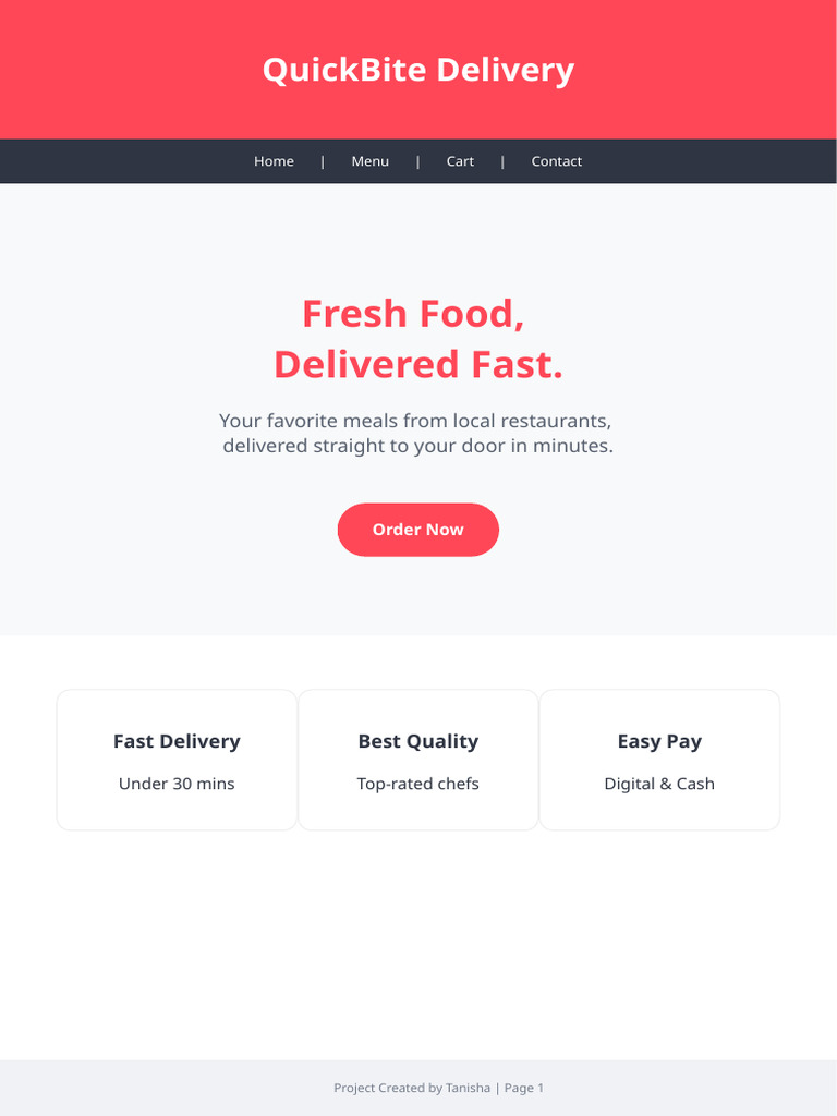 Food Delivery System Project Tanisha | PDF