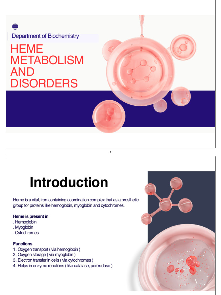 Heme metabolism and it’s disorder | PDF | Biochemistry | Chemistry