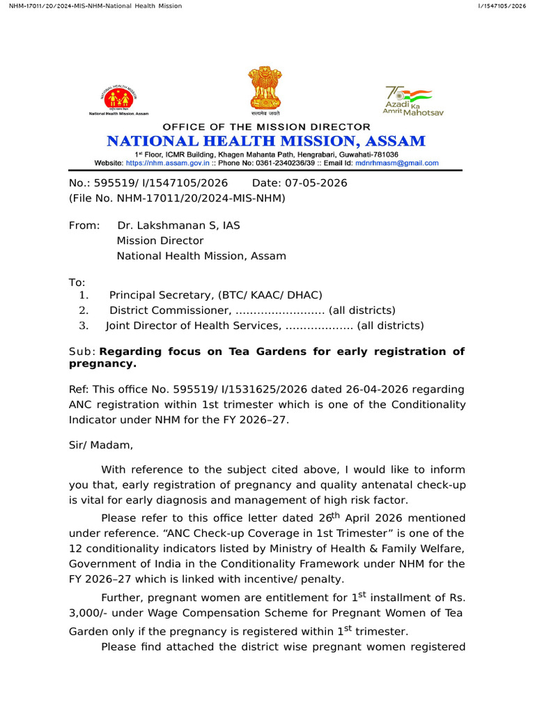 Regarding 1st Trimester ANC Registration in Tea Gardens | PDF ...