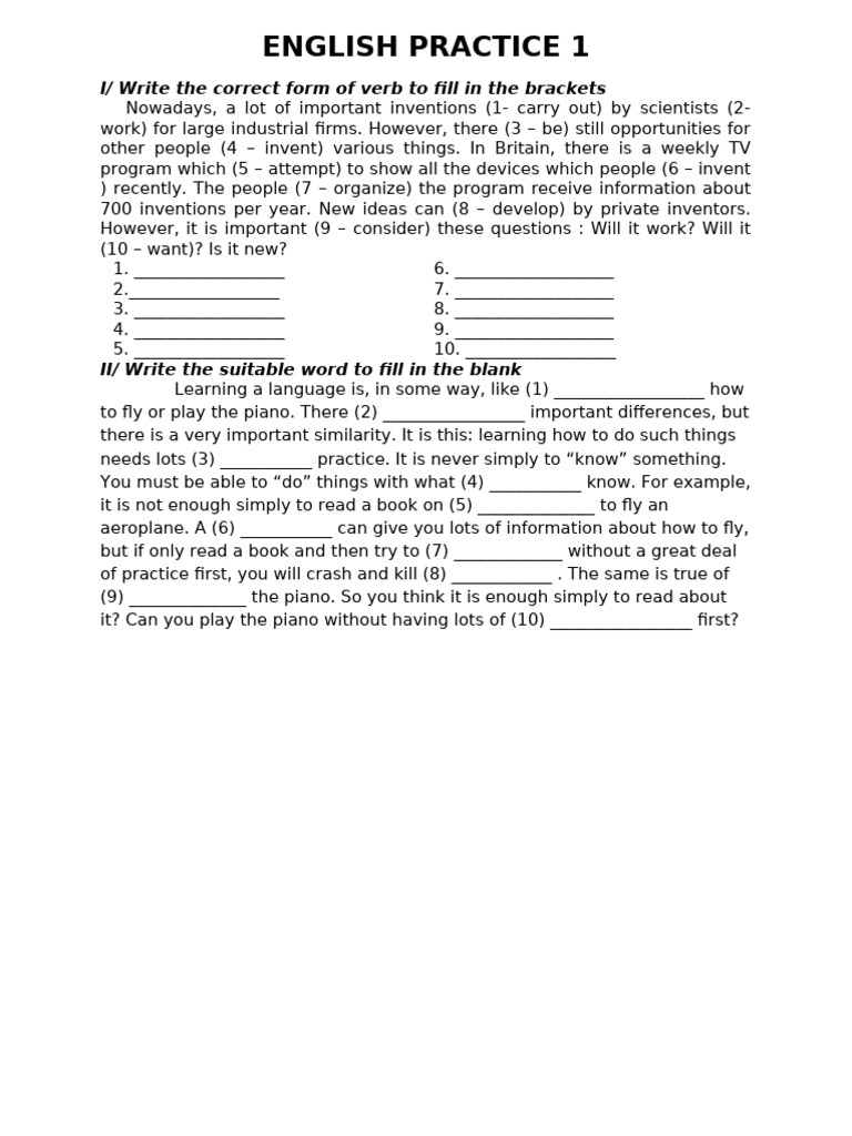 English Practice 1 | PDF