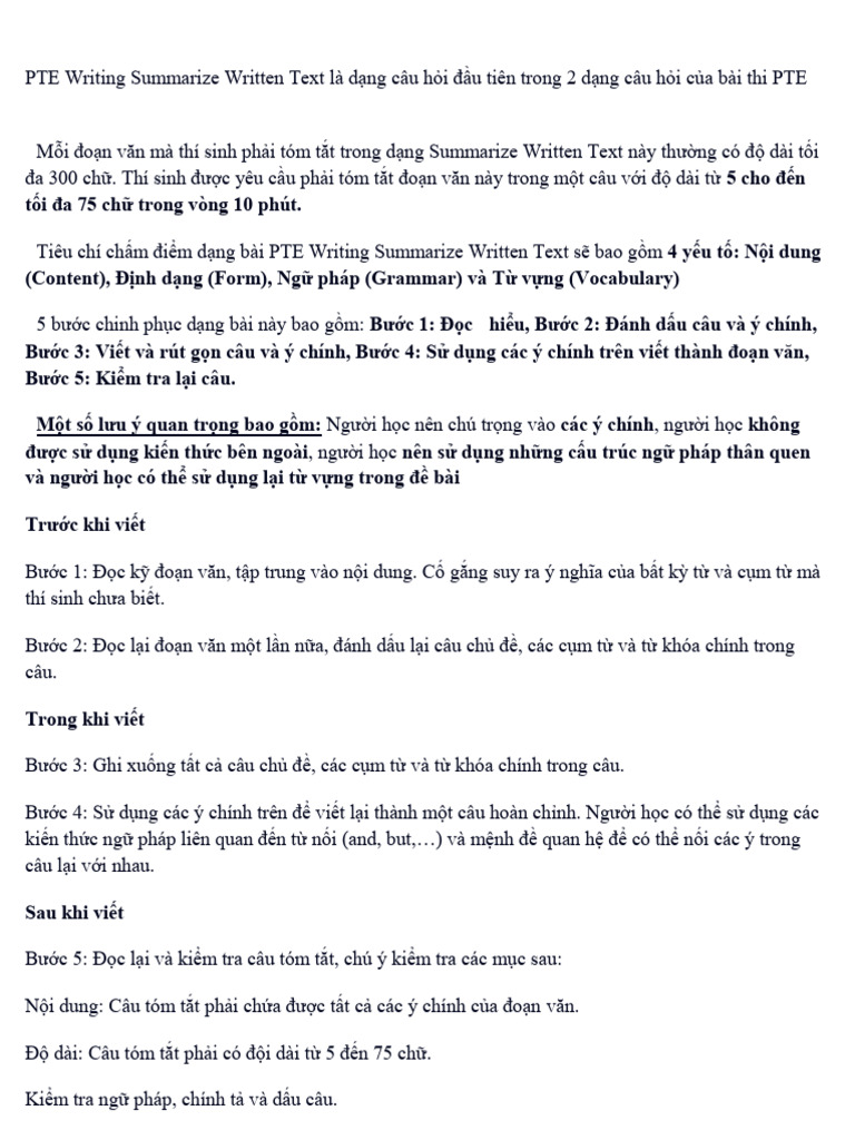 PTE Writing Summarize Written Text | PDF