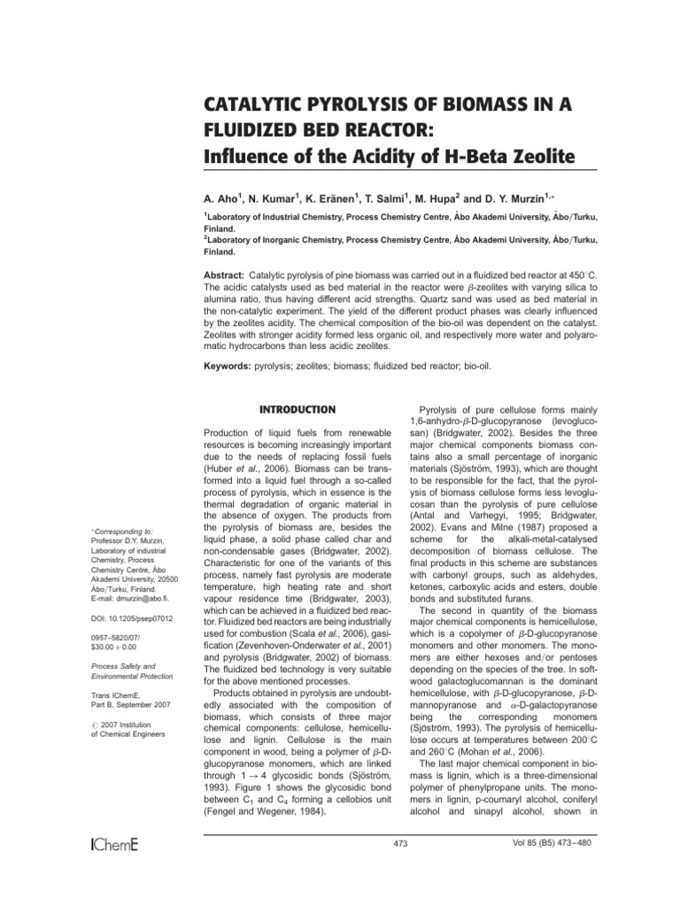 CATALYTIC PYROLYSIS OF BIOMASS IN A | PDF | Pyrolysis | Zeolite