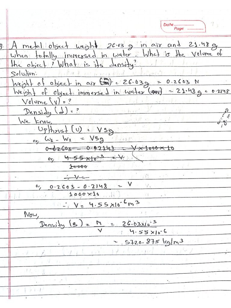 Fluid Statics Class 12 Physics Numericals by Nikhil Sah ? | PDF