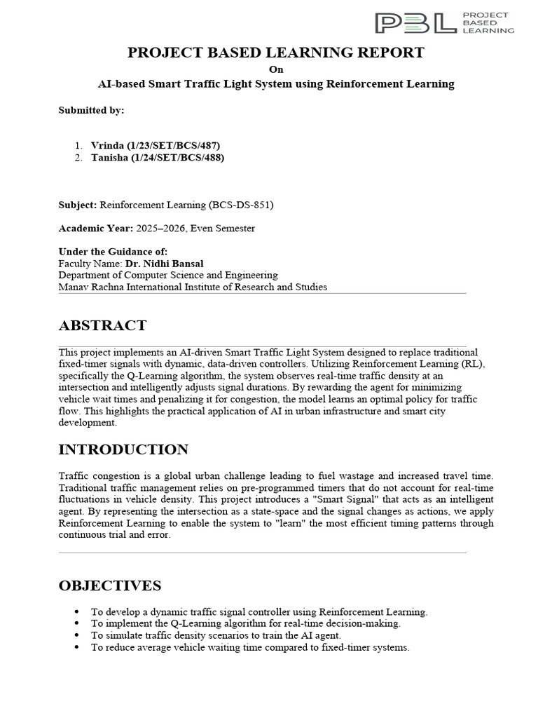rl report | PDF | Traffic | Artificial Intelligence