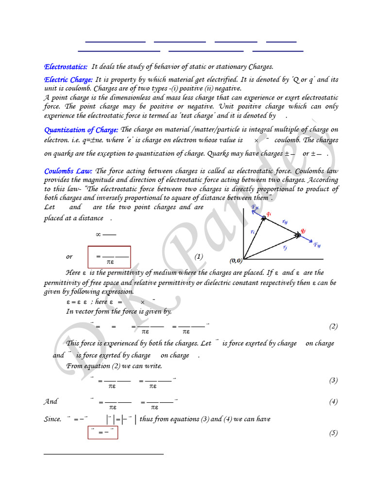 electrostatics-1 | PDF | Electric Charge | Electric Field