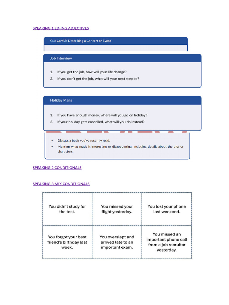 Speaking Cards | PDF