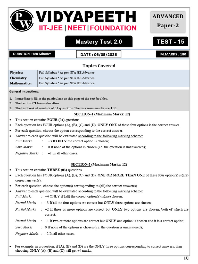 69fc3ff7dcd6943b446ceb67_##_Mastery 2.15 (Paper-2) : Test Paper | PDF ...