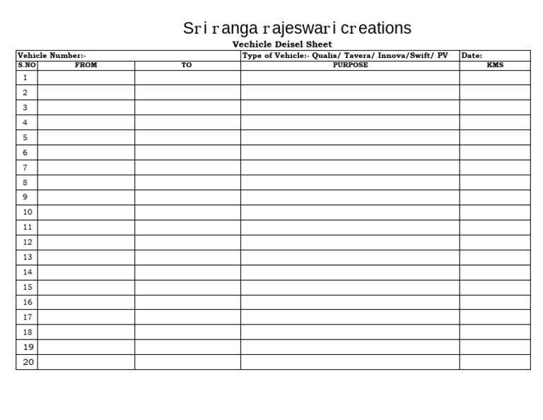 Vehicle Log Sheet- Recorrection-1 | PDF