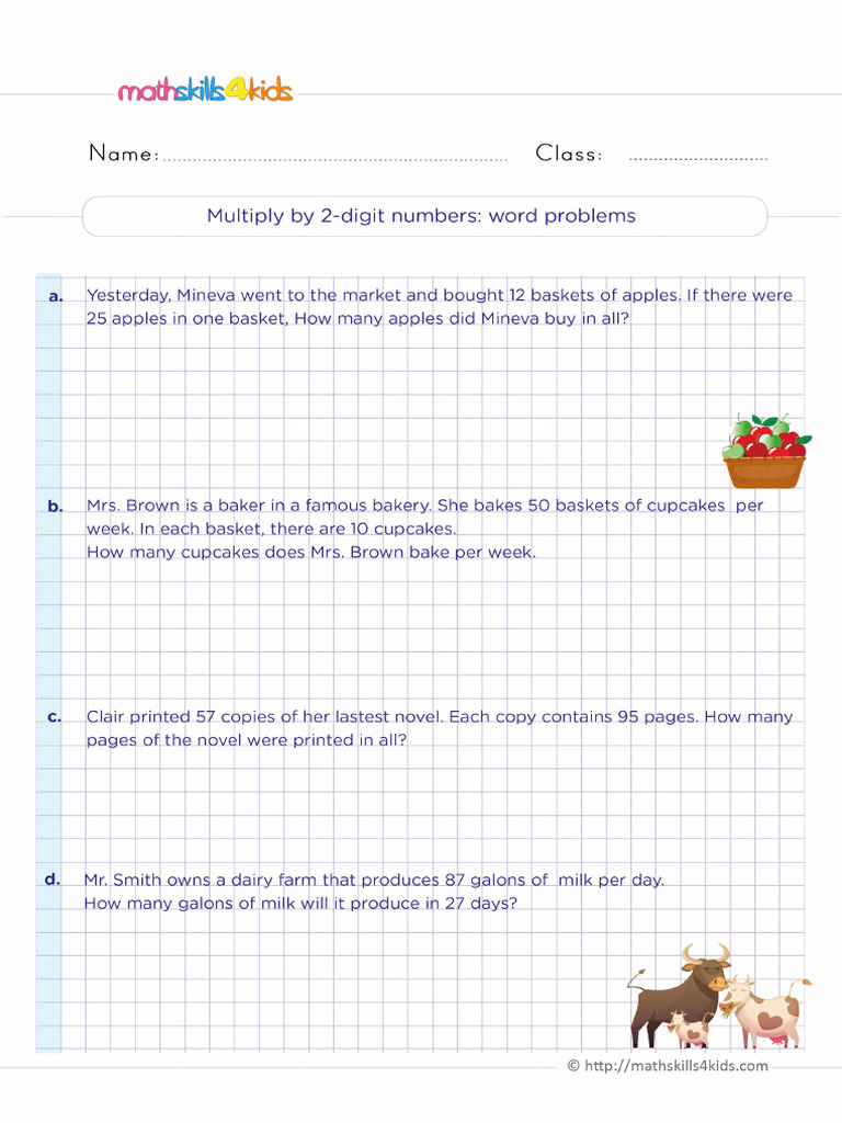 16.Multiply 2 Digit Numbers Word Problems Molkj | PDF