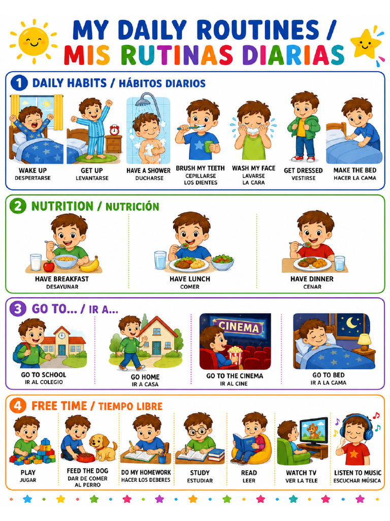 Daily Routines Bilingual A4 | PDF