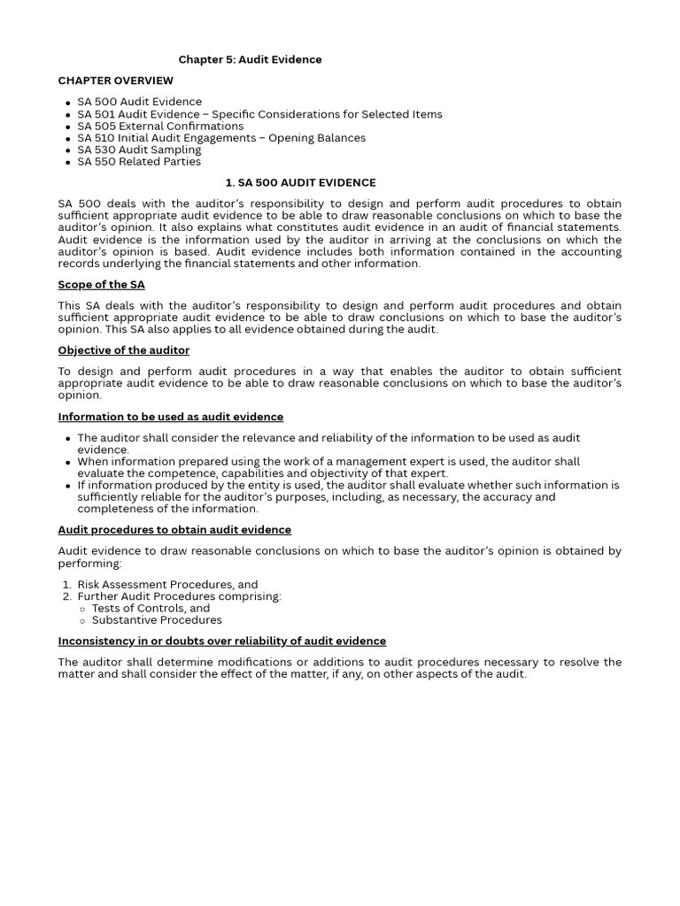 Chapter 5 Audit Evidence | PDF | Audit | Auditor's Report