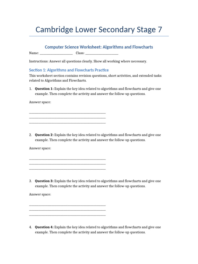 09 Computer Science Algorithms and Flowcharts | PDF | Algorithms ...