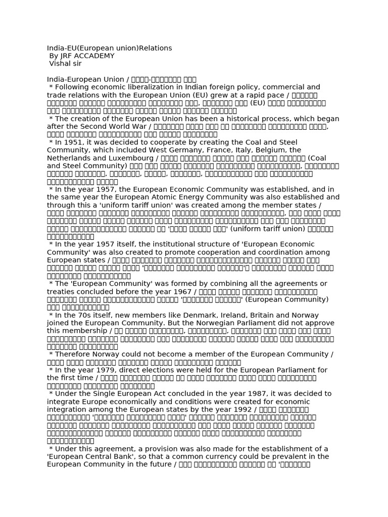 India and European Union | PDF