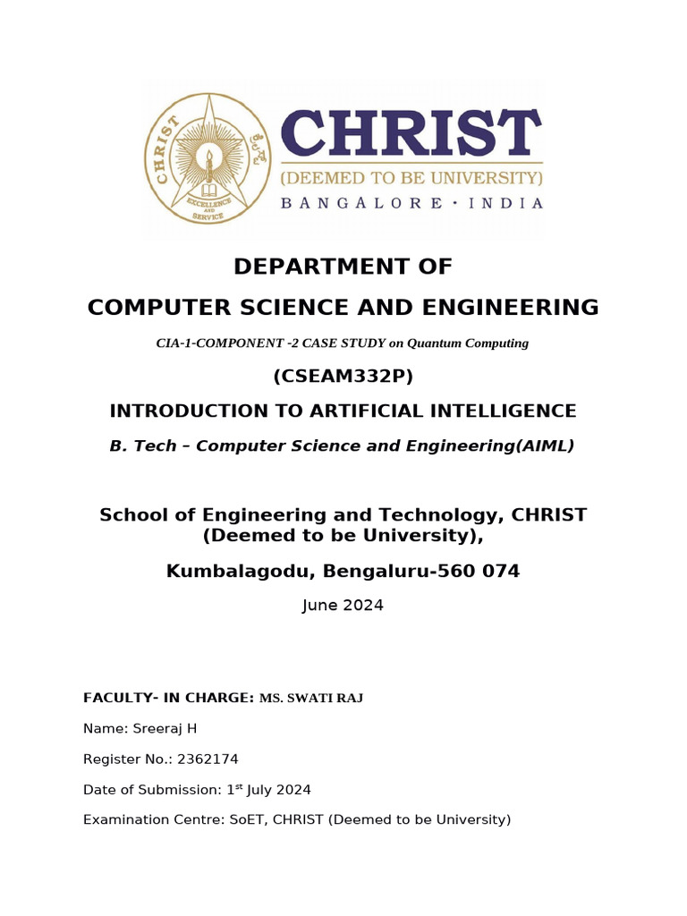 Case Study - Intoduction to AI (2362174) | PDF | Quantum Computing ...