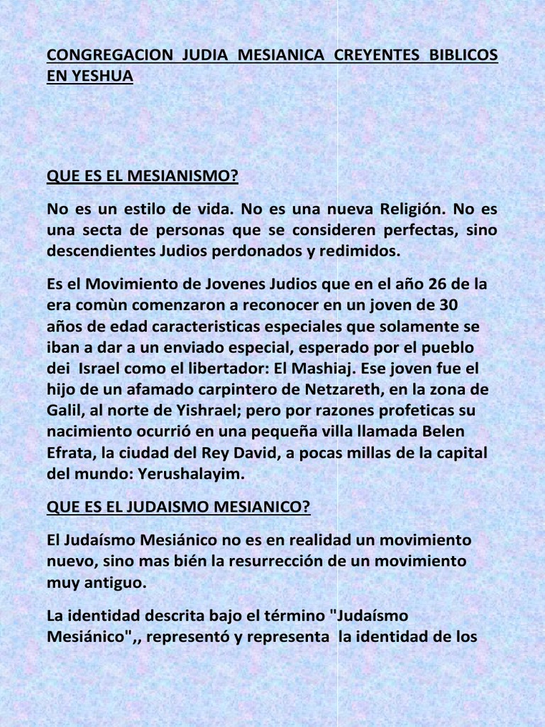 Definición de Mesianismo y Judaísmo Mesiánico | PDF | Mesías | Viejo ...